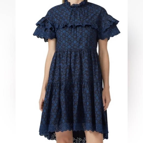 Ulla Johnson Leonie Floral Print Tiered Ruffle Dress w Pockets +MEASUREMENTS 2 - Picture 7 of 15